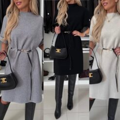 Pehme kudumkleit vööga