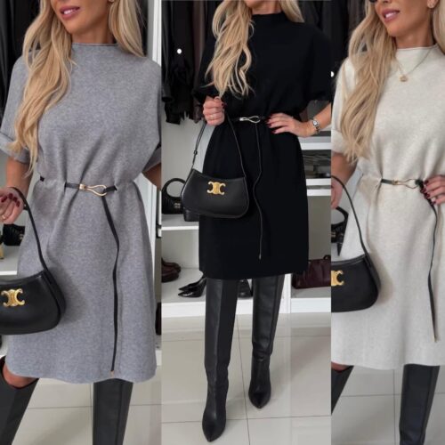 Pehme kudumkleit vööga