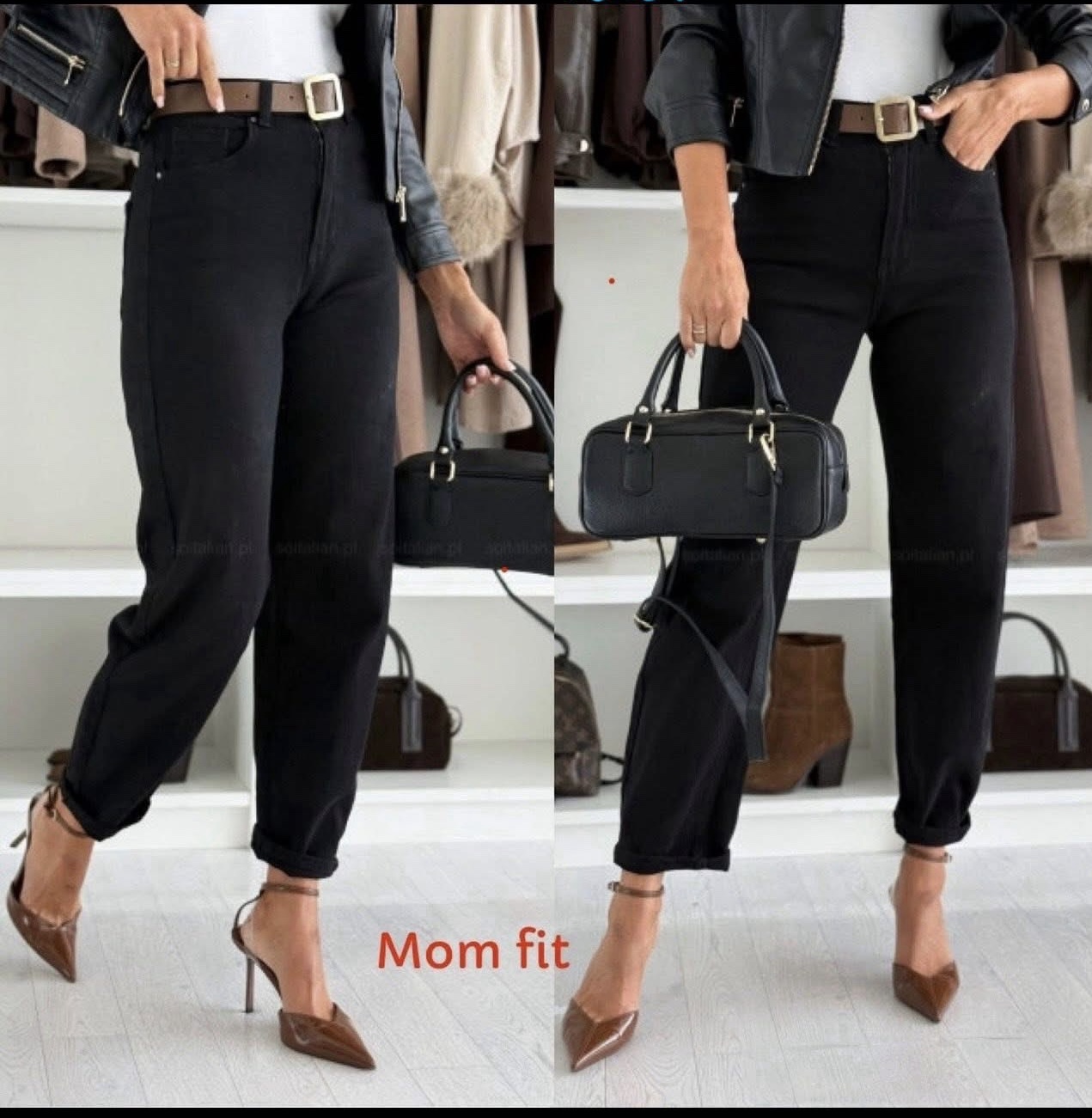 Strechid mom fit teksad vööga